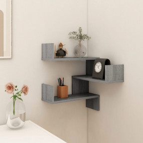 Wall Corner Shelf Grey sonoma Engineered wood 15.7x15.7...