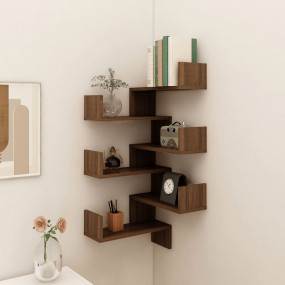 Wall Corner Shelf Set of 2 Brown oak Engineered wood Me...