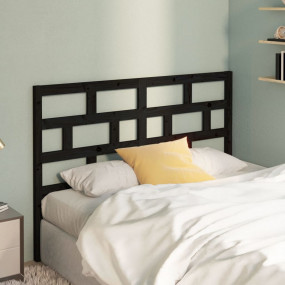 Bed Headboard Black Solid Pine Wood Standard Bed Headbo...