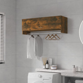 Wardrobe Smoked Oak Engineered Wood Compact Storage Ben...