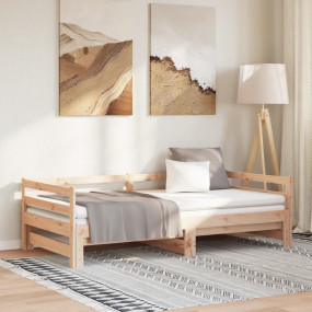 Day Bed Natural Pine Solid Wood Double Convertible Day ...