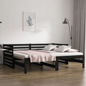 Day Bed Black Solid pine wood Double