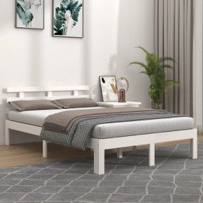 Bed Frame White Solid pine wood 55 x 75 in Bed Frame