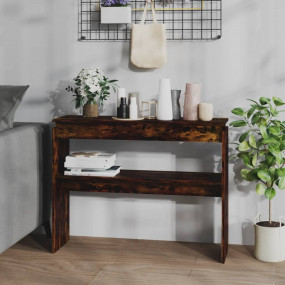 Console Table Smoked Oak Engineered Wood Narrow Simplis...