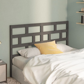 Bed Headboard Grey Solid pine wood 65.4 in width Bed He...