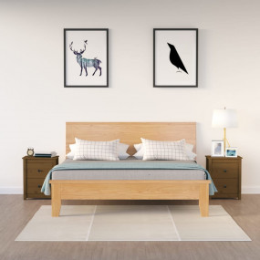 Bedside Cabinet Set of 2 Honey brown Solid pine wood