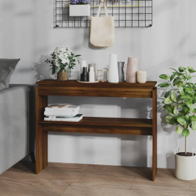 Console Table Brown Oak Engineered Wood Narrow Decorati...