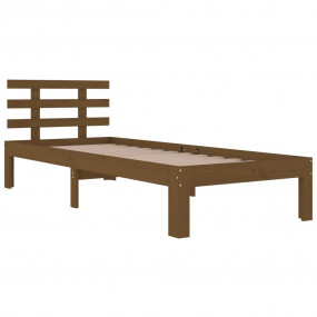 Bed Frame Honey Brown Solid Pine Wood Single Durable Be...