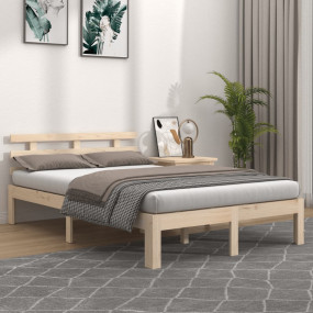 Bed Frame Natural Wood Solid Pine Wood, Plywood Full Du...