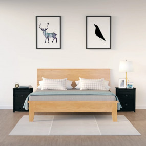 Bedside Cabinet Set of 2 Black Solid pine wood 19.7x13....
