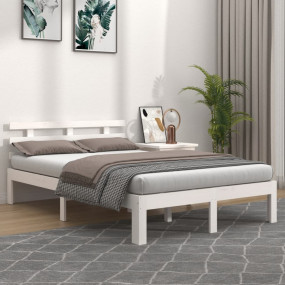 Bed Frame White Solid pine wood, Plywood Standard Doubl...