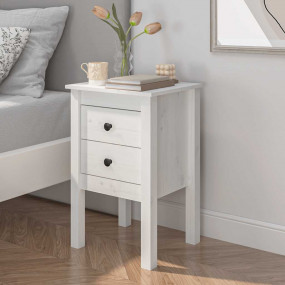 Bedside Cabinet White Solid pine wood Medium Bedside Ca...