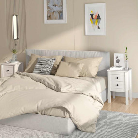 Bedside Cabinet Set of 2 White Solid pine wood Medium