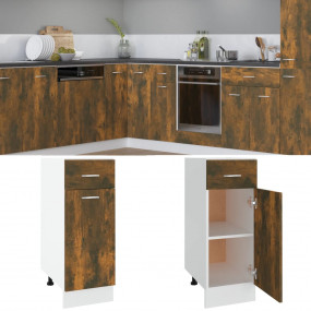Drawer Bottom Cabinet Smoked Oak Engineered Wood Medium...