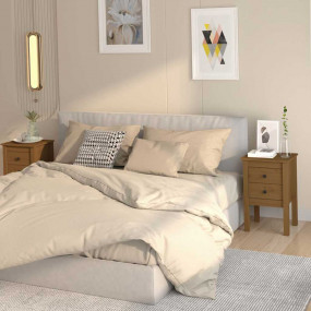 Bedside Cabinet Set of 2 Honey brown Solid pine wood