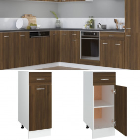 Drawer Bottom Cabinet Brown Oak Engineered Wood Medium