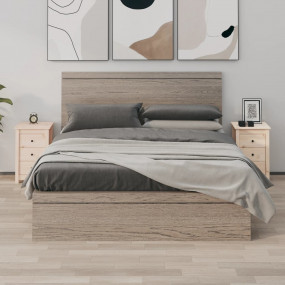 Bedside Cabinet Set of 2 Natural Wood Solid pine wood (...