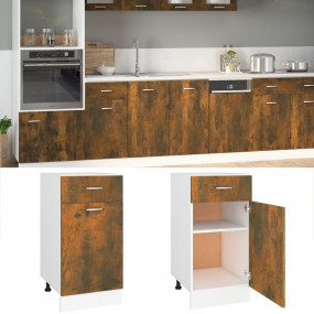 Drawer Bottom Cabinet Smoked Oak Engineered Wood Standa...