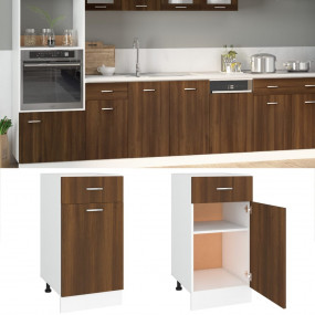 Drawer Bottom Cabinet Brown Oak Engineered Wood Standar...