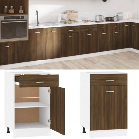Drawer Bottom Cabinet Brown Oak Engineered Wood Medium