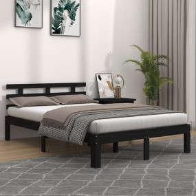 Bed Frame Black Solid pine wood for frame, plywood for ...