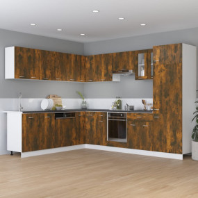 Drawer Bottom Cabinet Smoked Oak Engineered Wood Medium