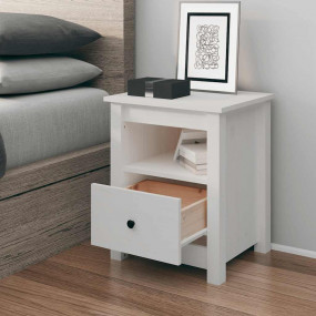 Bedside Cabinet White Solid pine wood Medium Bedside Ca...