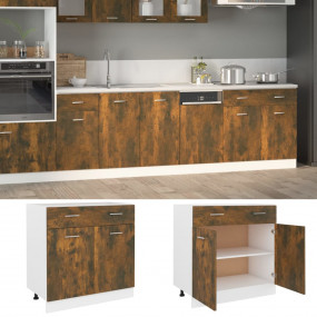 Drawer Bottom Cabinet Smoked oak Engineered wood Medium...