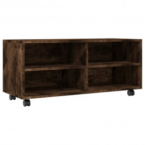 TV Unit with Wheels Smoked Oak Engineered Wood 35.4x13....