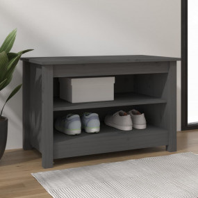 Shoe Bench Grey Solid pine wood Medium Shoe Bench Recta...