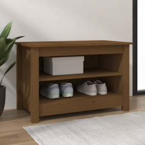 Shoe Bench Honey Brown Solid Pine Wood Standard Shoe Be...