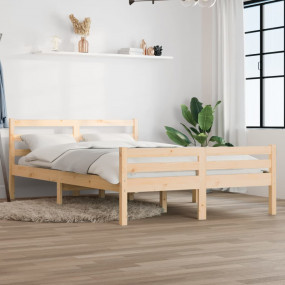 Bed Frame Natural Solid Pine Wood Double Durable Bed Fr...