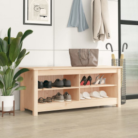 Shoe Bench Natural Wood Solid Pine Wood Medium Shoe Ben...