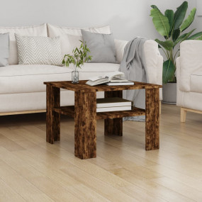 Coffee Table Smoked Oak Engineered Wood 23.6x23.6x16.5 ...