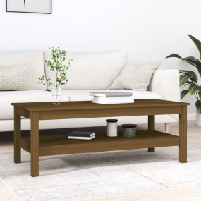 Coffee Table Honey brown Solid pinewood Medium Storage