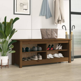 Shoe Bench Honey brown Solid pine wood Medium Shoe Benc...