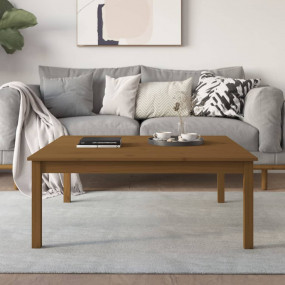 Coffee Table Honey Brown Solid pine wood 39.4 x 39.4 in...