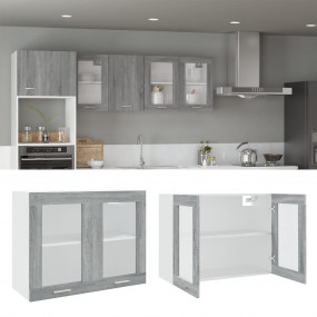 Hanging Glass Cabinet Grey Sonoma Engineered wood Mediu...