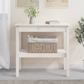 Console Table White Solid Pinewood Medium Storage Conso...