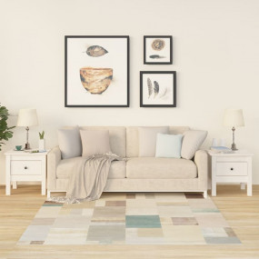 Side Table Set of 2 White Solid Pine Wood Small Side Ta...