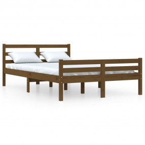 Bed Frame Honey Brown Solid Pine Wood 47.2 x 78.7 in Du...