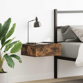 Floating Nightstand Smoked Oak Engineered Wood