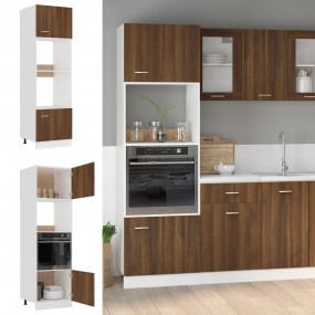 Microwave Cabinet Brown Oak Engineered Wood Large