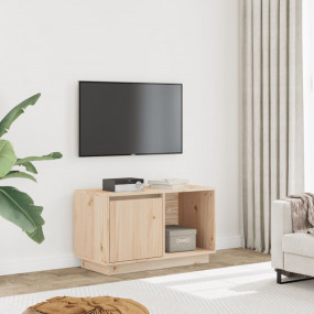 TV Cabinet Natural Wood Solid Pine Wood TV Cabinet Rect...