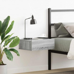 Floating Nightstand Grey Sonoma Engineered Wood Small