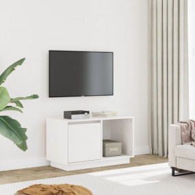 TV Cabinet White Solid Pine Wood Medium TV Cabinet Rect...