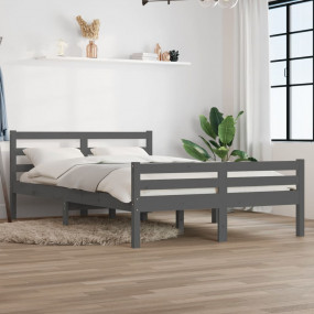 Bed Frame Grey Solid pine wood Full Durable Bed Frame