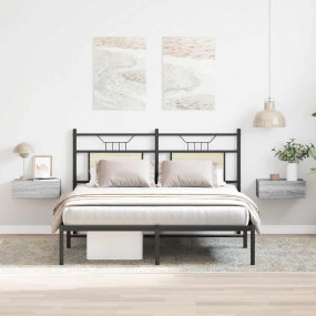 Floating Nightstand Set of 2 Grey sonoma Engineered woo...