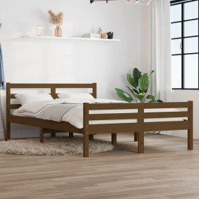 Bed Frame Honey brown Solid Pine Wood Full Bed Frame