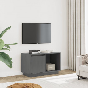 TV Cabinet Grey Solid Pine Wood 29.1 in TV Cabinet Rect...